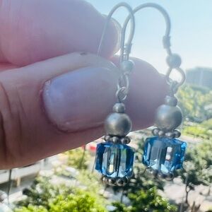 Swarovski Blue Crystal and Sterling Silver Earrings